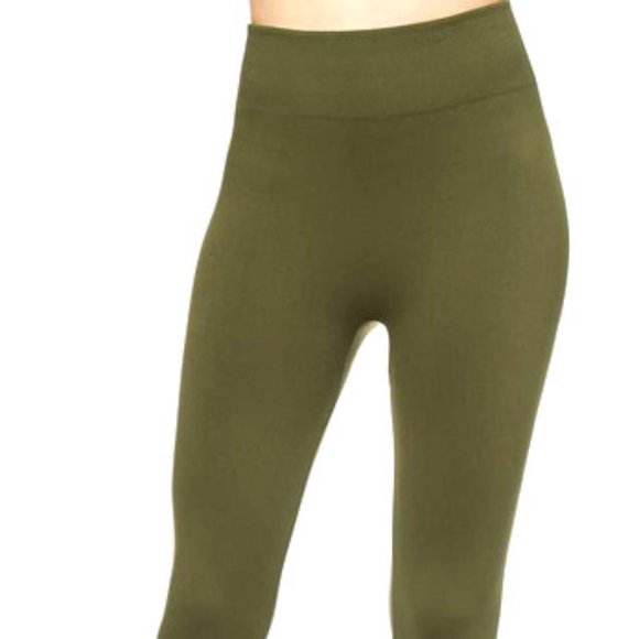 New Mix | Fleece Lined Leggings in Green OS NWT - Picture 1 of 4